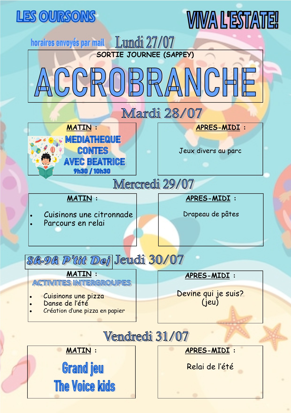 VACANCES ETE 2026 oursons